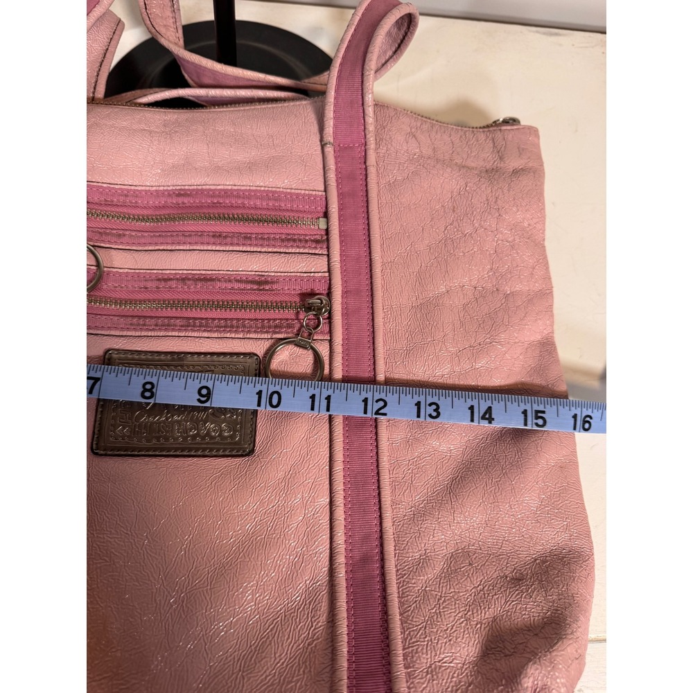 Coach Poppy Pink Leather Tote Bag Metallic Trim Ring Pulls 14531 - Picture 9 of 11